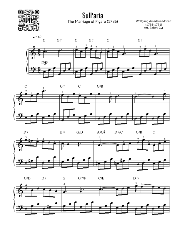 Sull'aria che soave zeffiretto - The Marriage of Figaro (Easy Piano) (arr. Bobby Cyr)