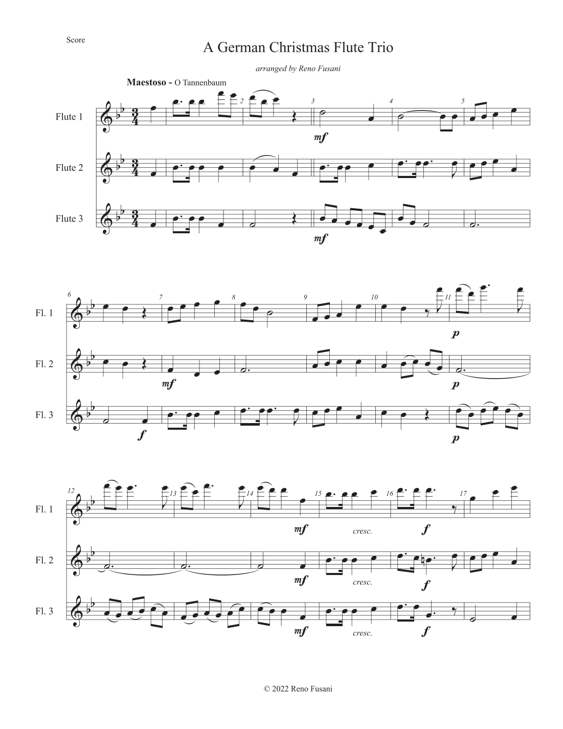 A German Christmas for Flute Trio (arr. Reno Fusani)