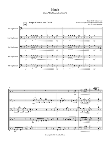 March (from "The Nutcracker Suite") (F) (Euphonium Quintet - Bass Clef) (arr. Regis Bookshar)