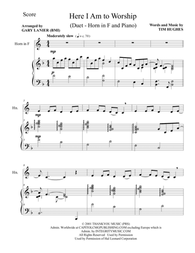 Here I Am To Worship (arr. Gary Lanier)