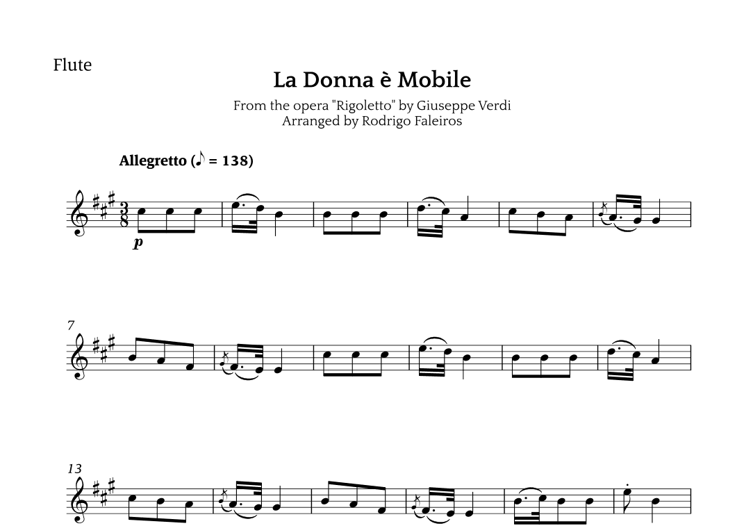 La Donna è Mobile (arr. Rodrigo Faleiros)