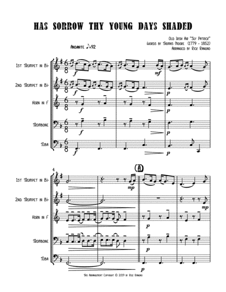 Has Sorrow Thy Young Days Shaded (arr. Rick Rangno)