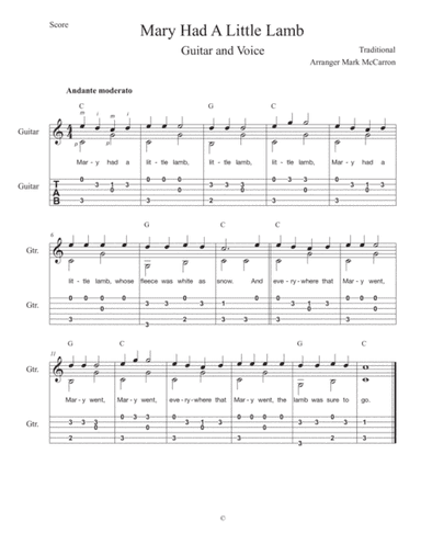 Mary Had A Little Lamb (arr. Mark McCarron)