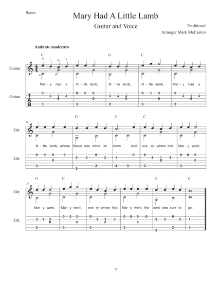 Mary Had A Little Lamb (arr. Mark McCarron)