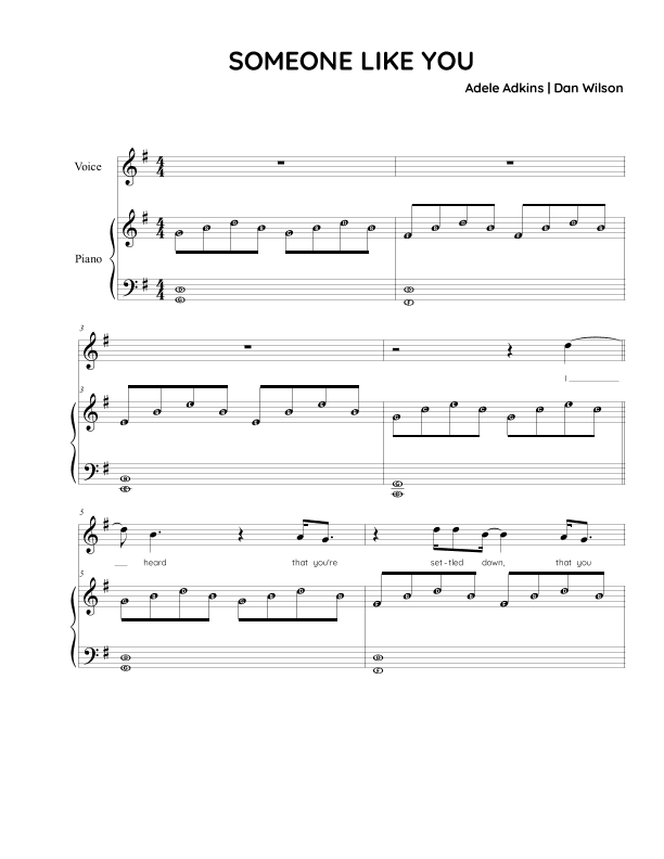 Someone Like You (arr. Fake book Guy)