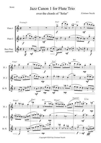 Jazz Canon 1 for Flute Trio