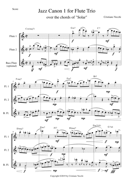 Jazz Canon 1 for Flute Trio