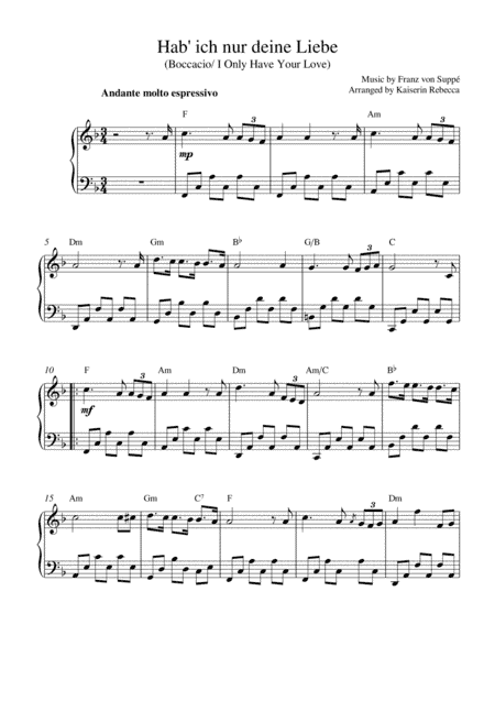 Hab' ich nur deine Liebe (Boccacio/ I Only Have Your Love) (arr. Kaiserin Rebecca)