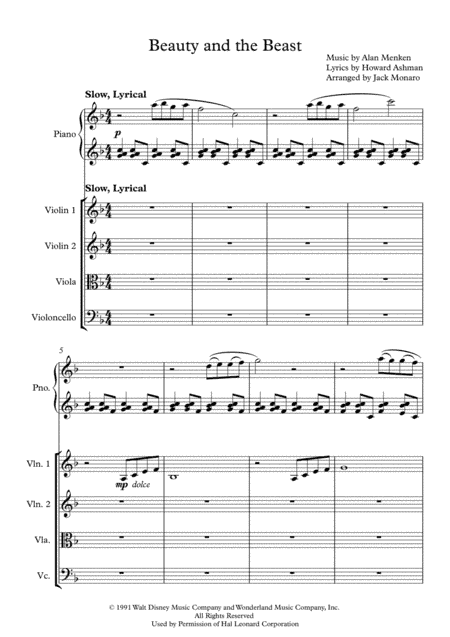 Beauty And The Beast (arr. Jack Monaro)