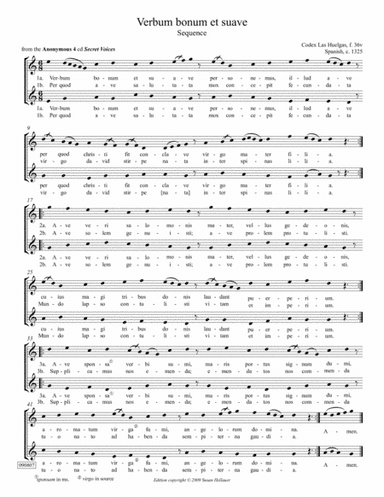 Sequence: Verbum bonum et suave from Anonymous 4 "Secret Voices" - Score Only (arr. Susan Hellauer)