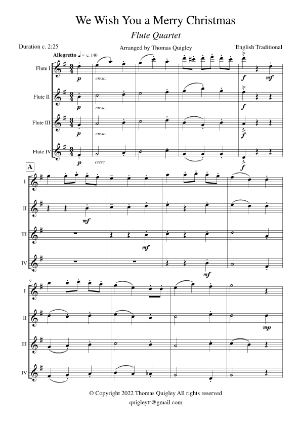 We Wish You a Merry Christmas (arr. Thomas Quigley)