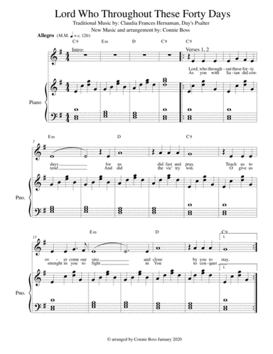 Lord, Who Throughout These Forty Days - voice and piano (arr. Connie Boss)
