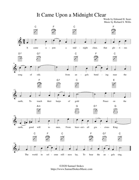 It Came Upon a Midnight Clear (It Came Upon the Midnight Clear) - lead sheet in C major (arr. Samuel Stokes)