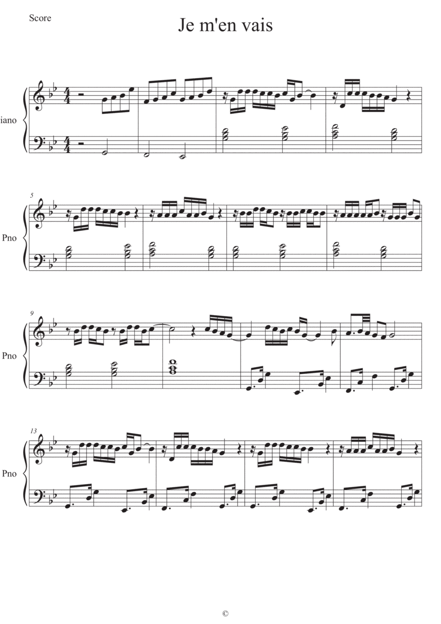 Je M'en Vais (arr. Sylvain Harvus)