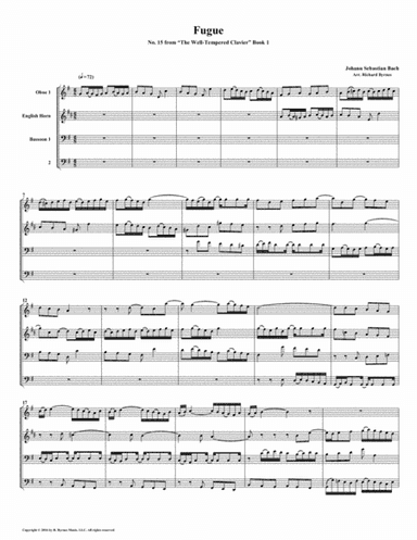 Fugue 15 from Well-Tempered Clavier, Book 1 (Double Reed Quartet) (arr. Richard Byrnes)