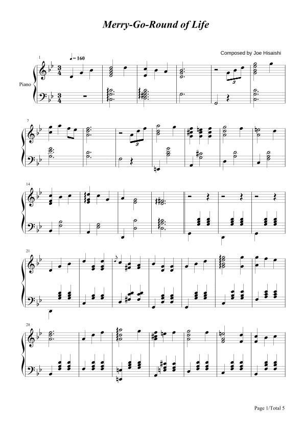 Merry-go-round Of Life (arr. poon)