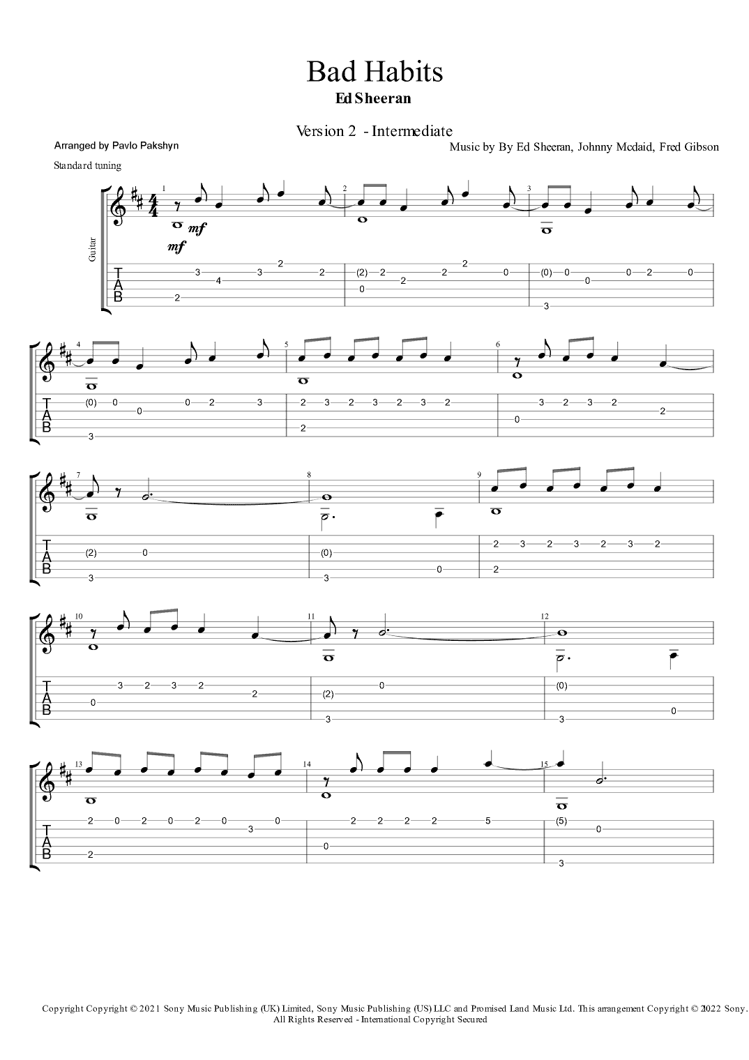Bad Habits (arr. Pavlo Pakshyn)