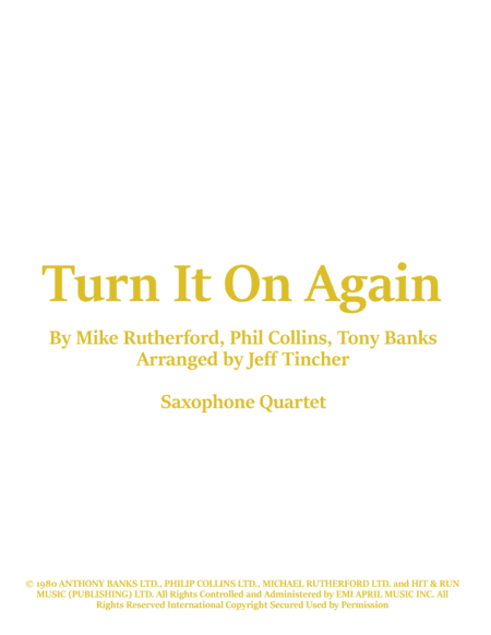 Turn It On Again (arr. Jeff Tincher)