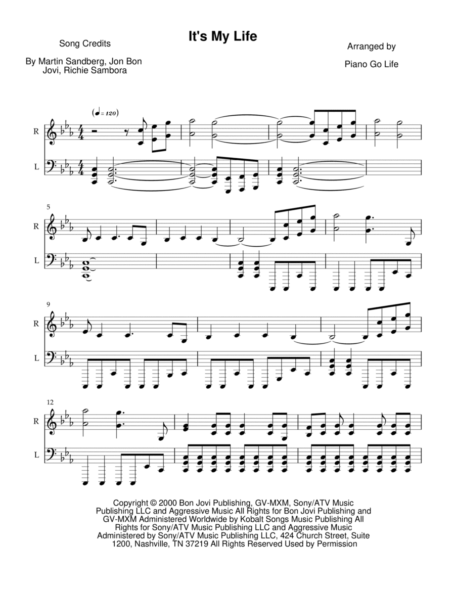 It's My Life (arr. Piano Go Life)