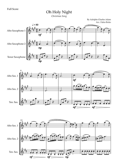 Oh Holly Night (Christmas Song) for Saxophone Trio (arr. Fabio Britto)