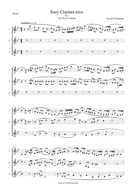 The Waxie's Dargle for clarinet trio (arr. David Warin Solomons)
