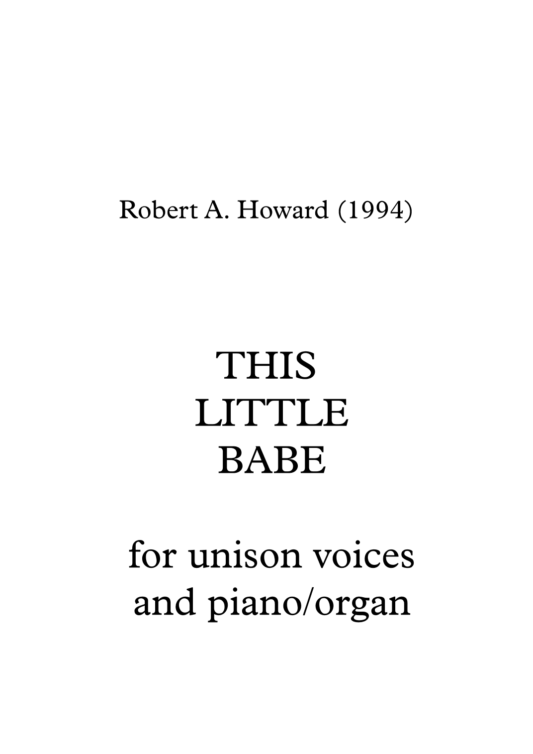 This Little Babe (Unison version)