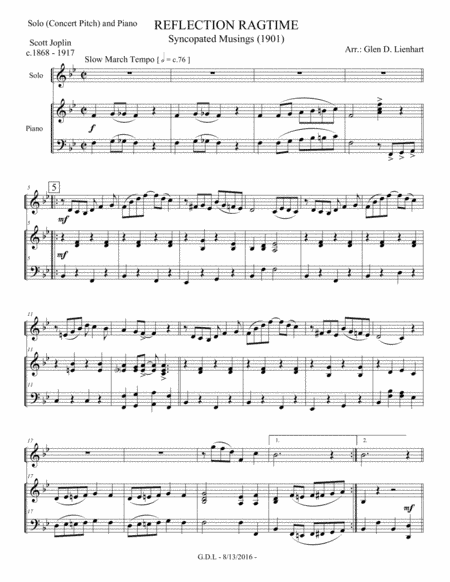 Reflection Ragtime (arr. Glen D. Lienhart)