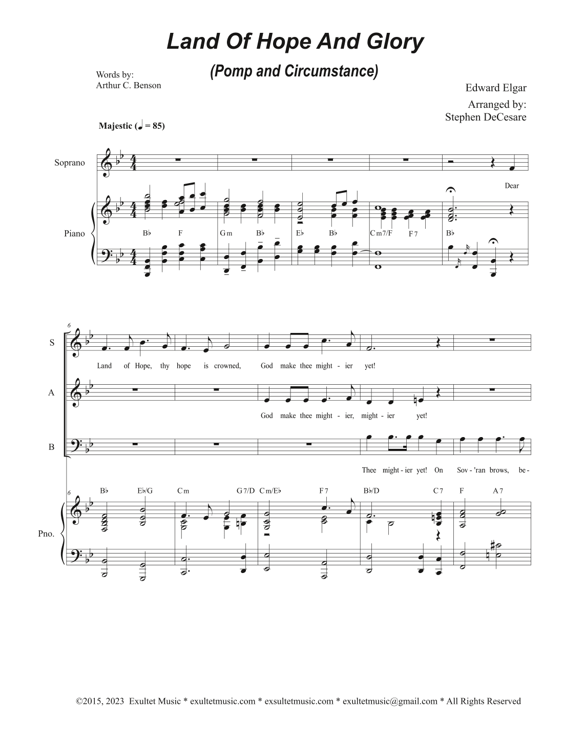 Land Of Hope And Glory (Pomp and Circumstance) (Vocal Trio - (SAB) (arr. Stephen DeCesare)