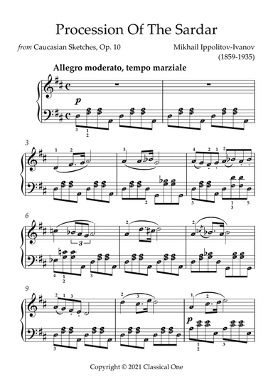 Ippolitov-Ivanov - Procession of the Sardar(With Note name) (arr. MPS)