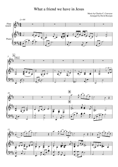 What a friend we have in Jesus - EASY (piano & flute) (arr. David Kocijan)