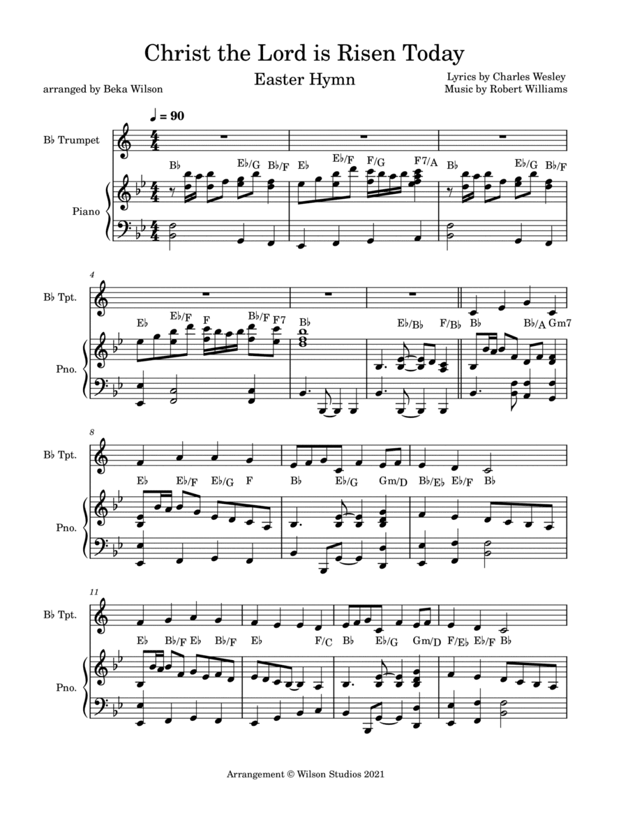 Christ the Lord is Risen Today--trumpet solo (arr. Beka Wilson)