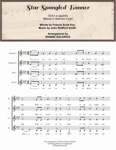 The Star Spangled Banner, SSAA a cappella (arr. Dianne Goldrick)