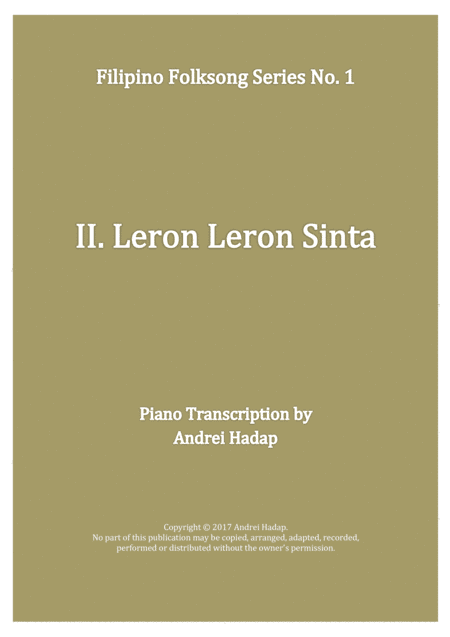 Leron Leron Sinta - arranged for Piano Solo (arr. Andrei Hadap)