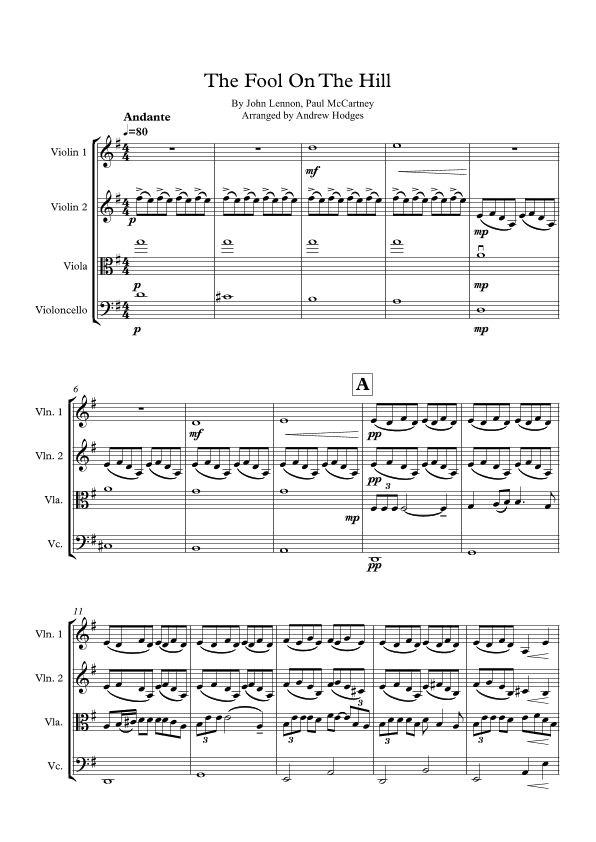 The Fool On The Hill (arr. Andrew Hodges)