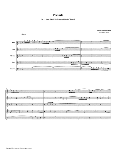 Prelude 11 from Well-Tempered Clavier, Book 2 (Woodwind Quintet) (arr. Richard Byrnes)