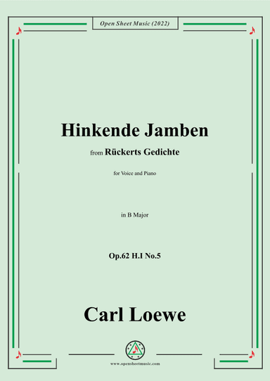 Loewe-Hinkende Jamben,in B Major,Op.62 H.I No.5 (arr. OSM Press)