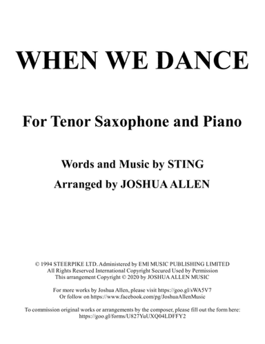 When We Dance (arr. Joshua Allen)