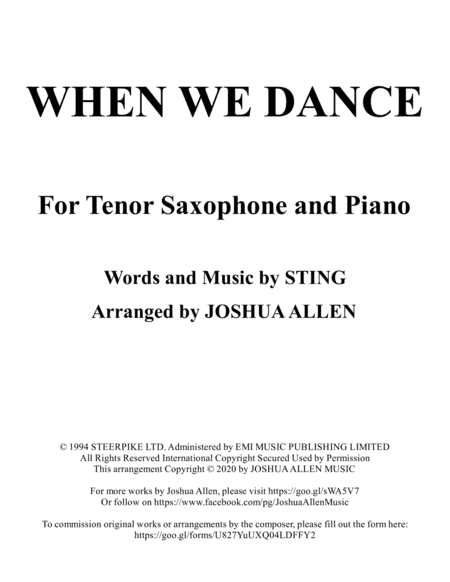 When We Dance (arr. Joshua Allen)