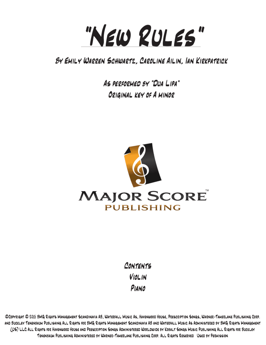 New Rules (arr. MAJOR SCORE PUBLISHING TM.)