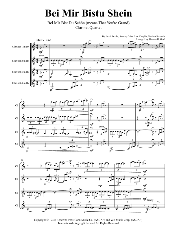 Bei Mir Bist Du Schon (means That You're Grand) (arr. Thomas Graf)
