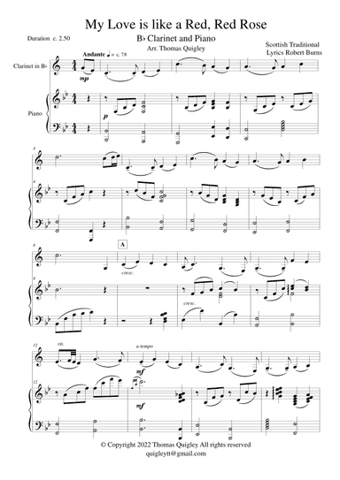 My Love is Like a Red, Red Rose (arr. Thomas Quigley)