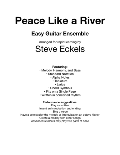 Peace Like a River for Easy Guitar Ensemble (arr. Steve Eckels)
