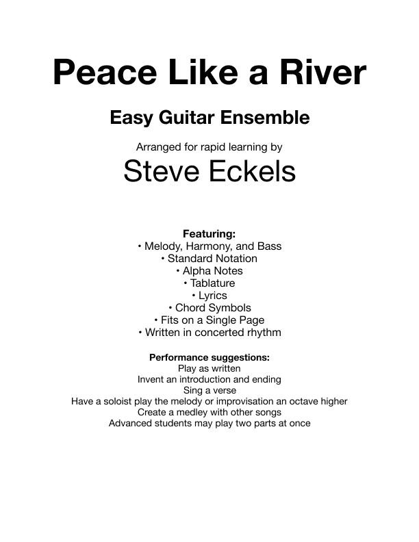 Peace Like a River for Easy Guitar Ensemble (arr. Steve Eckels)