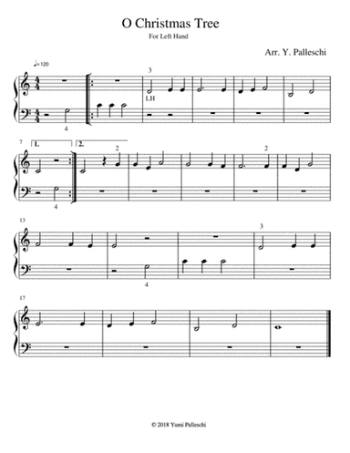O Christmas Tree ( O Tannenbaum) - Easy Piano Left Hand Only (arr. Yumi Palleschi)