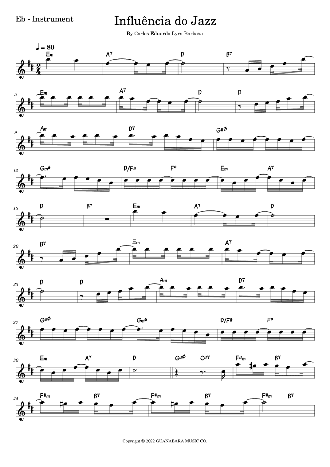 Influencia Do Jazz (arr. Fabio Eduardo de Oliveira)