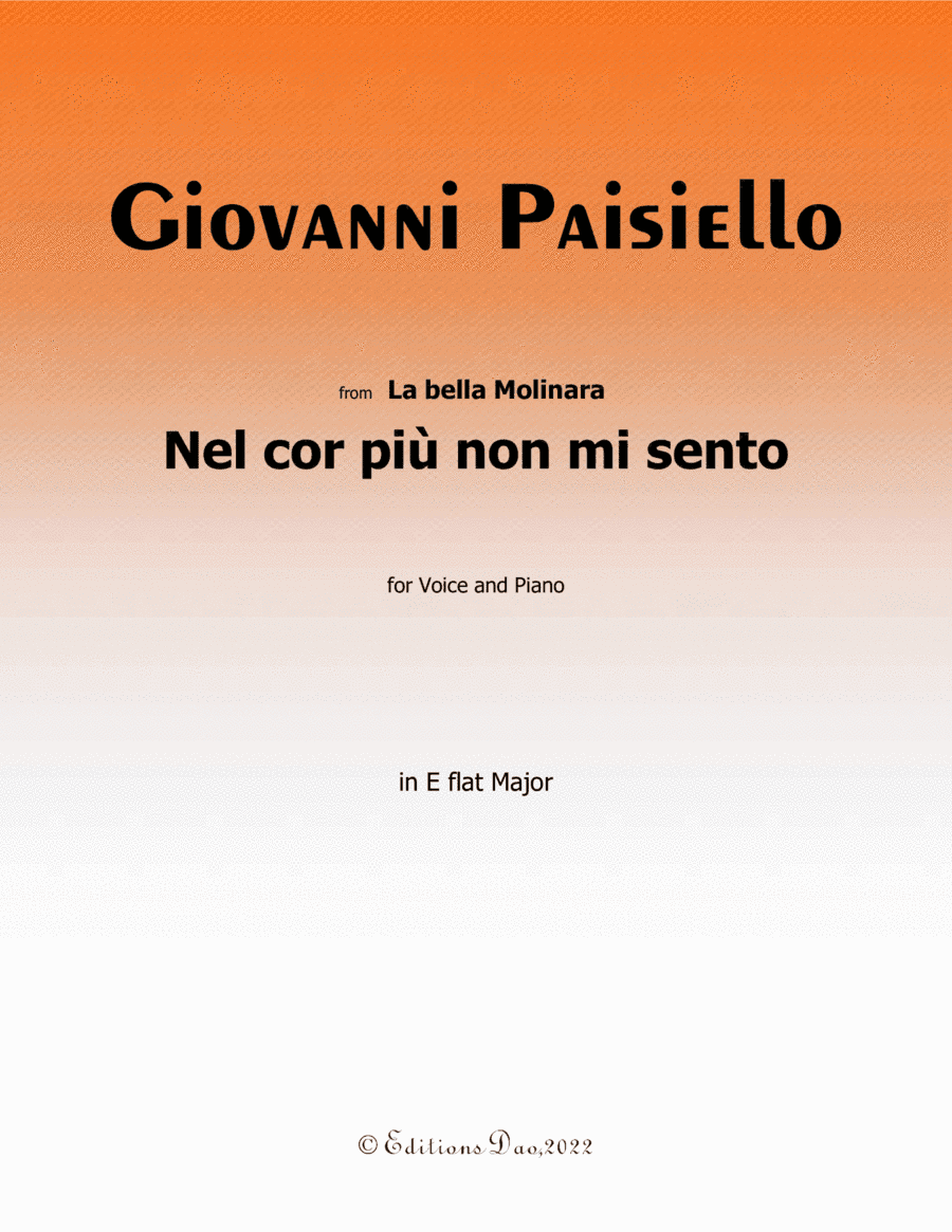 Nel cor più non mi sento, by Paisiello, in E flat Major (arr. Editions Dao)