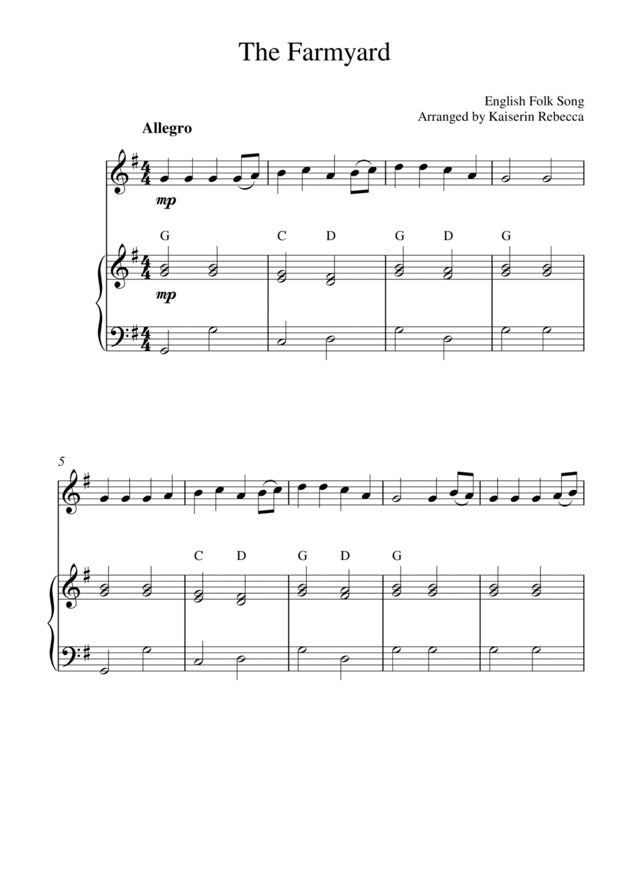 The Farmyard (for violin solo and piano accompaniment) (arr. Kaiserin Rebecca)