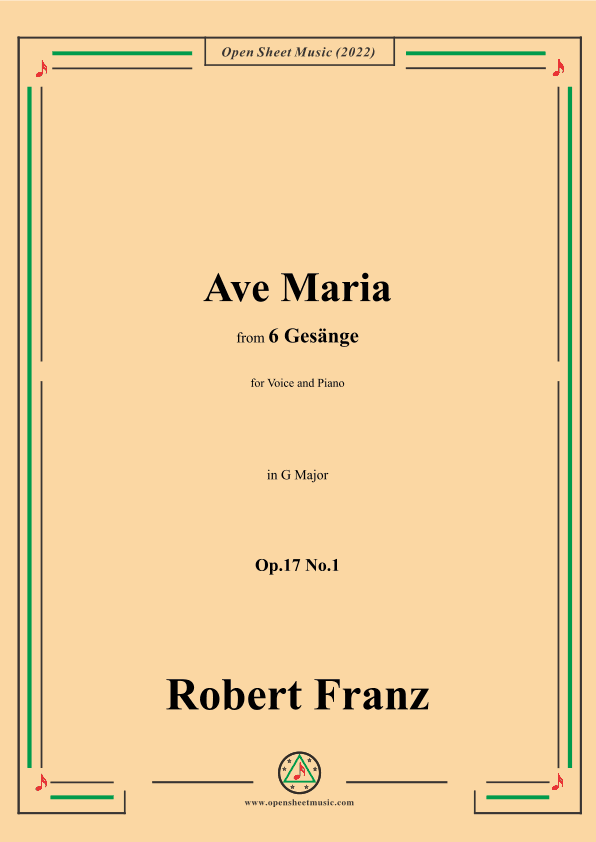 Franz-Ave Maria,in G Major,Op.17 No.1,from 6 Gesange (arr. OSM Press)