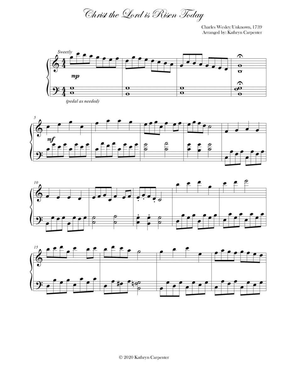 Christ the Lord is Risen Today (Advanced Piano) (arr. Kathryn Carpenter)