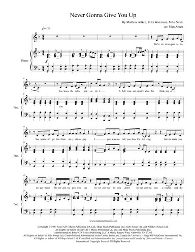 Never Gonna Give You Up (arr. Matt Arnett)